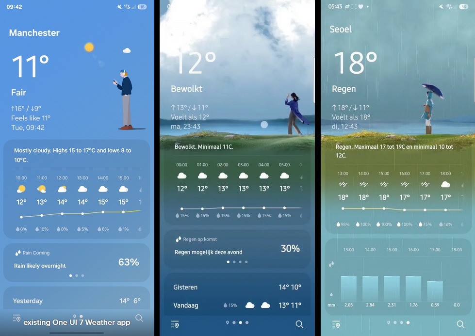 تطبيق الطقس في One UI 8