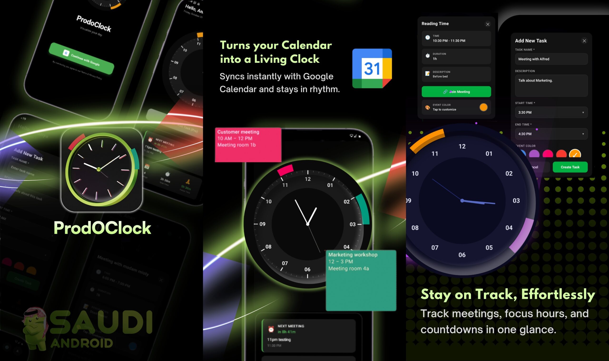 نظرة على تطبيق ProdOClock في أندرويد لتحويل تقويمك إلى واجهة ساعة بصرية تفاعلية