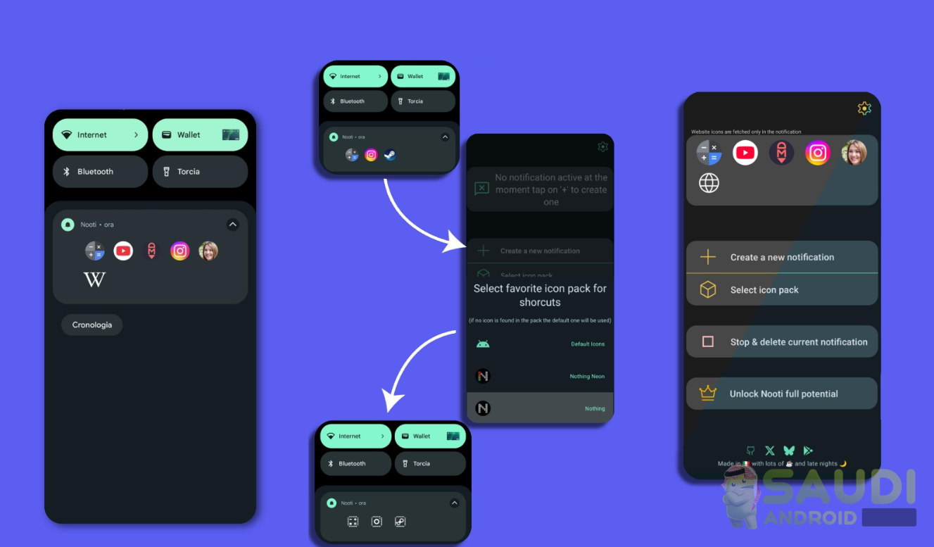 نظرة على تطبيق Nooti: لعمل إختصارات ذكية في شريط إشعارات أندرويد