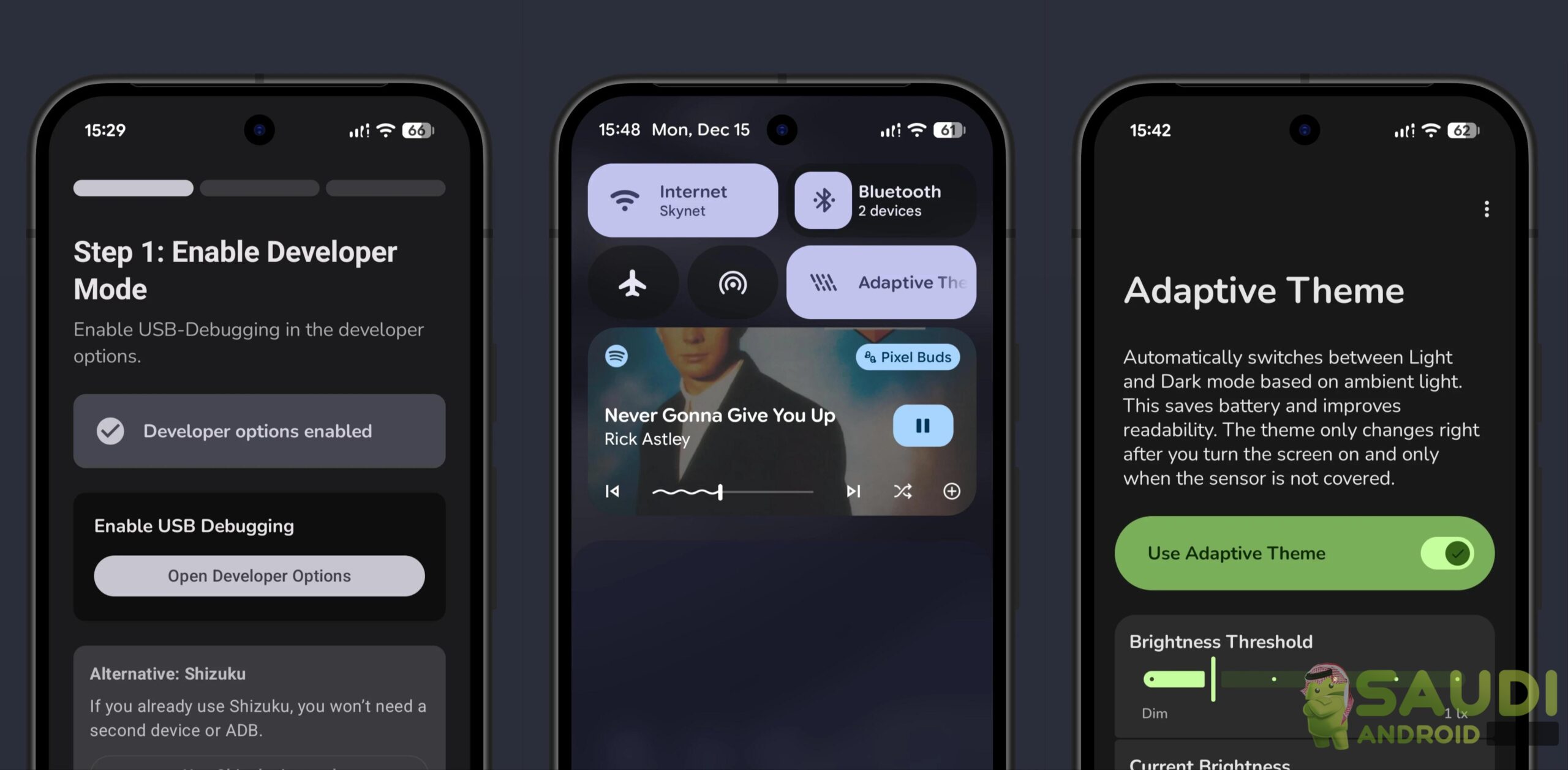 نظرة على تطبيق Adaptive Theme : لتفعيل الوضع المظلم حسب الإضاءة المحيطة