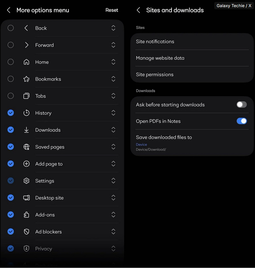 مميزات متصفح سامسونج Samsung Browser