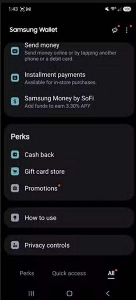 خامسًا: استخدام Samsung Wallet كمركز رقمي متكامل