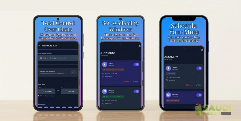 نظرة حول تطبيق AutoMute: حل ذكي للتخلص من إزعاج مجموعات واتساب وتليجرام
