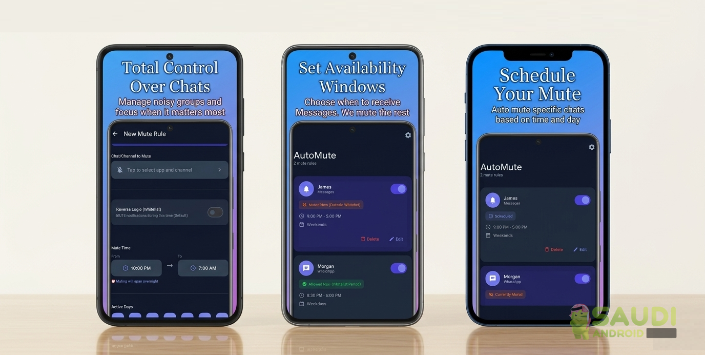 نظرة على تطبيق AutoMute: حل ذكي للتخلص من إزعاج مجموعات واتساب و تيليجرام